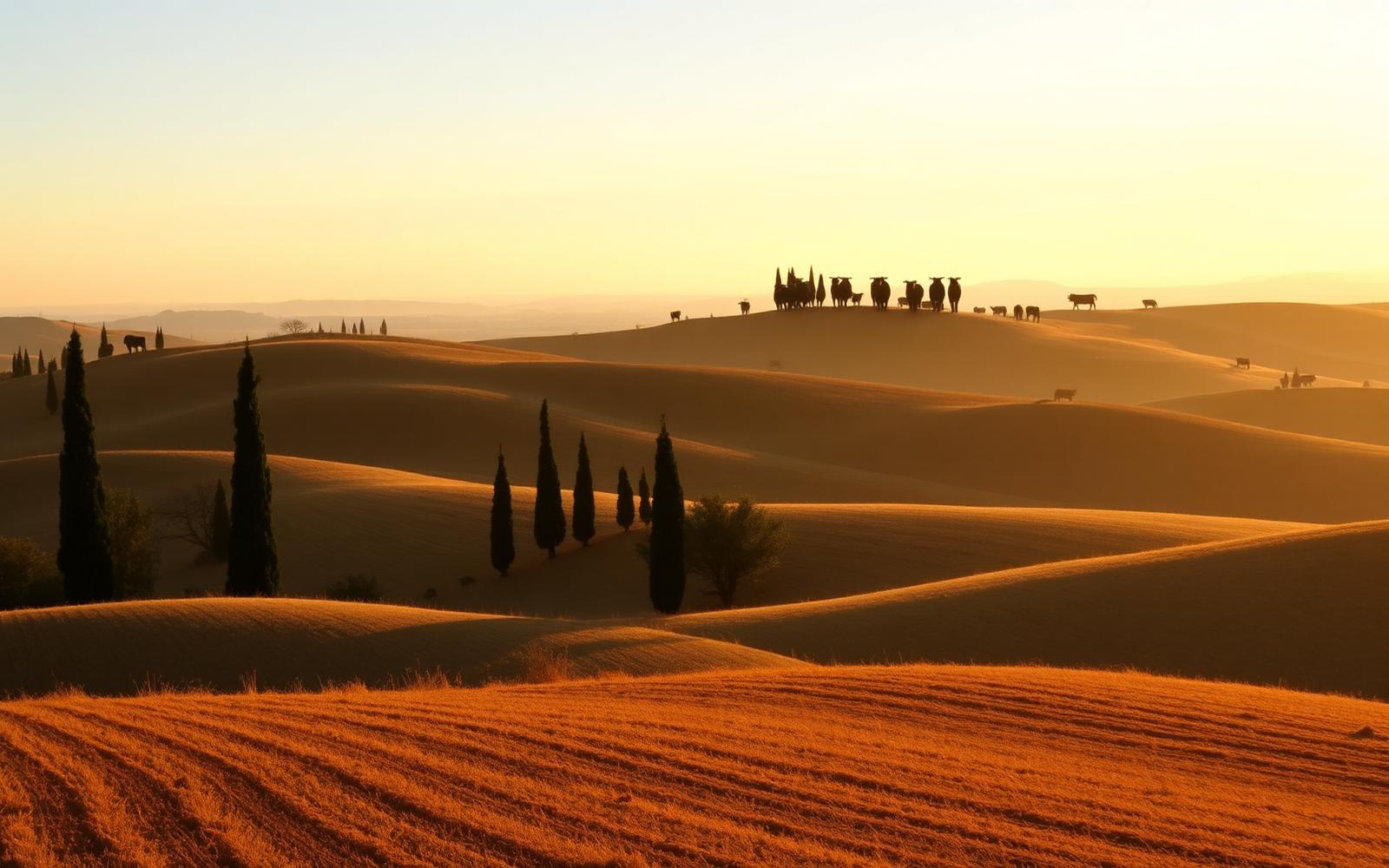 Campagna italiana al tramonto